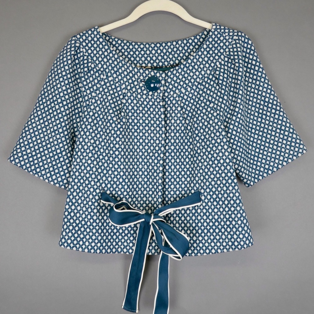 Anthropologie Elevenses Green Tweed Tea Jacket